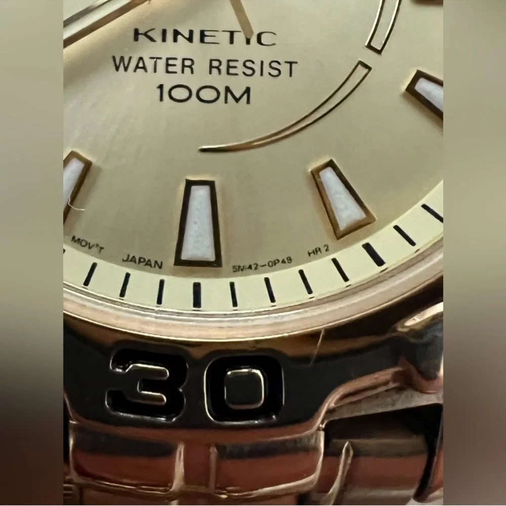 Seiko Rare Kinetic Men's Watch Automatic Gold-Tone Bracelet Dial Date Window